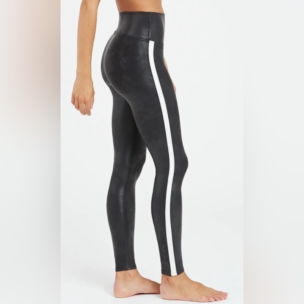 Spanx faux leather side stripe leggings, XS